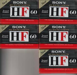 カセットテープ 　SONY HF 60分 ノーマルポジション ５本セット　未開封品