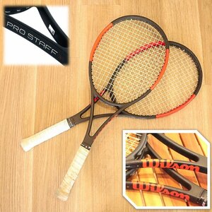 【1円】Wilson ウィルソン 2本セット☆Prostaff 97 プロスタッフ97 v11 テニスラケット グリップ2 97inch 27inch 315g 硬式 41164