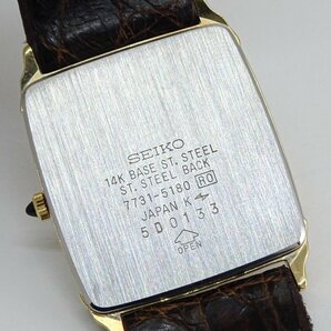 【1円】セイコー SEIKO ドルチェ DOLCE ウォッチ 腕時計 7731-5180 SS 14K 純正革ベルト ゴールド 金文字盤 動作品の画像5