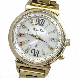 【1円/良品】セイコー SEIKO ルキア サマー限定モデル リミテッドエディション 1B25-0AN0 ソーラー電波 SS GP パールホワイト文字盤 動作品