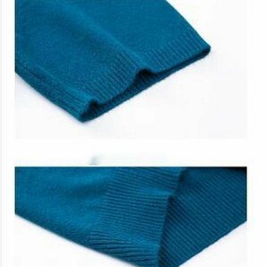 サマーセーター ニットTシャツ 半袖ニット メンズ サマーニット トップス カットソー カジュアル青色 Mの画像3