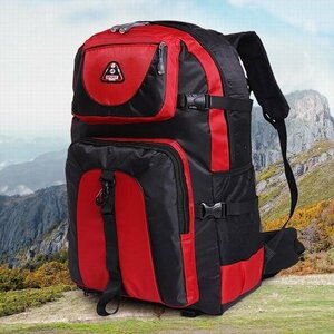 大容量 60L バックパック 登山 ディバッグ リュックサック 防水 スポーツ 旅行 アウトドア 鞄 ハイキング メンズ レディース レッド