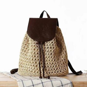  basket bag basket bag rucksack! commuting lady's basket bag rucksack picnic travel pi-chi high capacity rice color 