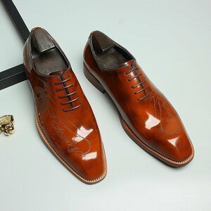 XX-SHJQ BROWN Ｎ68-1 職人手作り 45サイズ27.5cm程度 【新品未使用】 高品質 人気新品 メンズ シューズ ビジネスシューズ 職人手作り 本