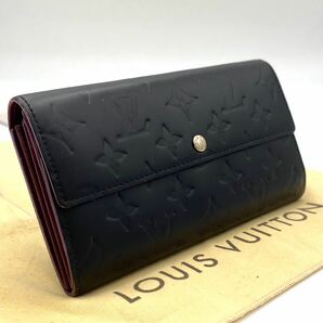 美品 ルイ ヴィトン ヴェルニ サラ 二つ折り長財布 ブラック アマラント モノグラム ビトン ジッピー ウォレット LOUIS VUITTONの画像1