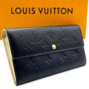 美品 ルイ ヴィトン ヴェルニ サラ 二つ折り長財布 ブラック ホワイト モノグラム ビトン ジッピー ウォレット LOUIS VUITTONの画像1