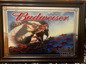 Budweiser パブミラー U.S.M.C. U.S.salutes バドワイザー USA HEUSER BUSH MANUFACTURERS DECLARATIONアンティーク 鏡 インテリア 