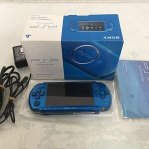 起動ok SONY PSP-3000 ヴィブラント・ブルー 箱付き 一部不具合あり/ジャンク品 / ソニー プレイステーション・ポータブル い901-4aの画像1