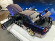 オートアート 1/18 日産 スカイライン GT-R R34 Vスペック II BBS LM ホイール・バージョン （ミッドナイトパープルIII）_画像4