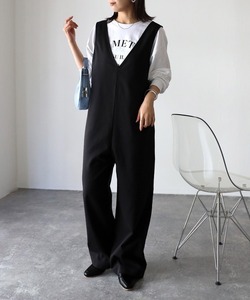 [ZOZOTOWN lack of middle reservation commodity ]Riberry lady's overall all-in-one overall * black black *F