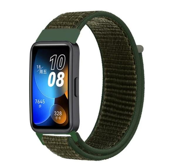 HUAWEI Band 8 グリーン 替えベルト バンド ナイロン ループ ストラップ スポーツバンド ナイロンベルト スポーツ ベルト 交換ベルト