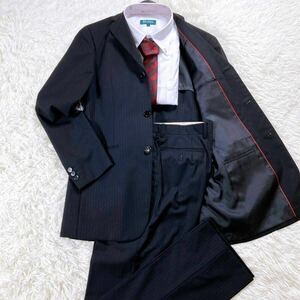  beautiful goods *Y7 XL GUESS Guess black stripe suit setup unlined in the back three . single business type jacket pants guess black LL W80