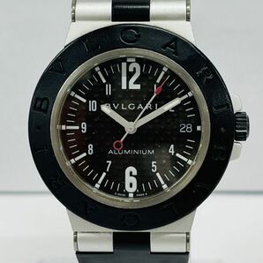 B213-W6-1480 ◎ BVLGARI ブルガリ AL 38 TA ALUMINIUM L56588 メンズ 自動巻き デイト 腕時計 稼働の画像1