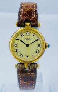 A412-H21-502 ◎ Cartier カルティエ VERMEIL ヴァーメイル レディース 不動 クオーツ 腕時計 A229