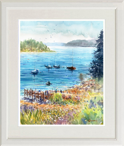 Art hand Auction ★Acuarela★Pintura original Calm Cove 2 #638, Cuadro, Pintura al óleo, Naturaleza, Pintura de paisaje