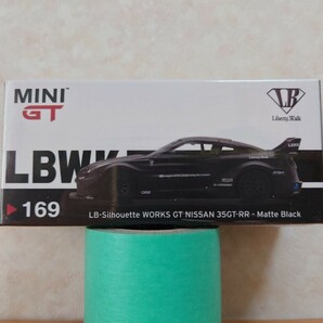 1/64 MINI-GT 169-R LB-Silhouette WORKS GT NISSAN 35GT-R Matte Black RHDの画像1