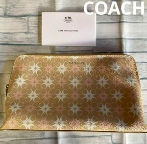 COACH コーチ　ポーチ　モノグラム　ベージュ　コスメ入れ　小物入れ　