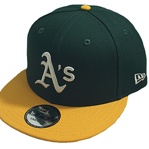 ニューエラ NEW ERA MLB スナップバックキャップ 帽子 9FIFTY MLB BASIC オークランド アスレチックス グリーンイエローの画像1