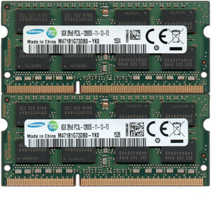 【DDR3 8GBx2枚 合計16GB ノートPC用】＜動作確認済＞SAMSUNG 低電圧 1.35V DDR3L-1600 (PC3L-12800S) M471B1G73DB0-YK0 2枚【中古】H136