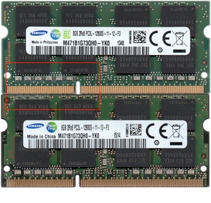 【DDR3 8GBx2枚 合計16GB ノートPC用】＜訳あり奉仕品＞SAMSUNG 低電圧 1.35V DDR3L-1600 (PC3L-12800S) M471B1G73QH0-YK0 2枚【中古】H142