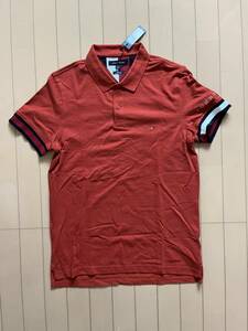 （新品）トミーヒルフィガー （Tommy Hilfiger） メンズ　スリムフィット 半袖ゴルフシャツ USAモデル レッド　Lサイズ