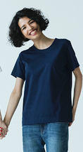 ほぼ日 〈O2〉 ロータス レディスワイドTシャツ インディゴ ネイビー SMALL 定価4,950円 綿100% 日本製 初代 2018年_画像1