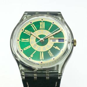 ○K12-229 SWATCH/スウォッチ 3針 Daydate デイデイト メンズ クォーツ 腕時計 レザーベルト 付属品ありの画像3