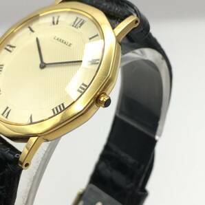  ○E12-285 SEIKO/セイコー LASSALLE ラサール 2針 メンズ クォーツ 腕時計 レザーベルト 5A54-013A 付属品ありの画像4