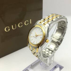 ○E12-179 GUCCI/グッチ 3針 Date デイト レディース クォーツ 腕時計 5500L 付属品あり