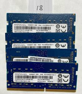 18 - メモリ RAMAXEL 計32GB (8GB x4枚) SO-DIMM DDR4 PC4-3200 ジャンク扱い