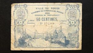フランス ルーアン 緊急紙幣 50サンチーム（1920）[3243]