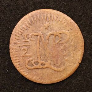 KM#228/オランダ領東インド JAVA/ナポレオン3世イニシャル 1/2 Stuiver銅貨（1811）[E4009]コイン