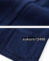 超人気 手作り 藍染め 刺し子 カバーオール 17OZ 綿100% ワークジャケット ブレザー sashiko indigo 上品 インディゴ S~XL_画像6