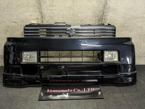 【Ｅ】スズキ　エブリィワゴン　H19年　DA64W　PZターボ　フロントバンパー　フォグ付き　黒/ZJ3　補修前提　個人宅発送不可