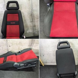 ケイワークス Kei WORKS HN22S 純正 RECARO レカロ シート 運転席 助手席 スポーツ 2脚セット フロント 左右 赤x黒 ヒーター付の画像3