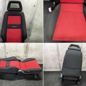 ケイワークス Kei WORKS HN22S 純正 RECARO レカロ シート 運転席 助手席 スポーツ 2脚セット フロント 左右 赤x黒 ヒーター付の画像6