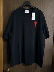 黒XL新品 AMI Paris ビッグ グラフィック ロゴ 刺繍 Tシャツ 黒 半袖 カットソー アミ パリス メンズ ami alexandre mattiussi ブラック