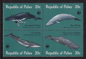 28 Palau [ unused ]<[1983 world nature protection fund / whale ] 4 kind .( ream . rice field type ) >