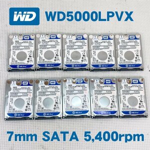 状態正常 7mm 500GB 10個セット SATA 6Gbps ★ WD BLUE WD5000LPVX 5,400rpm 使用時間長い #2566-K