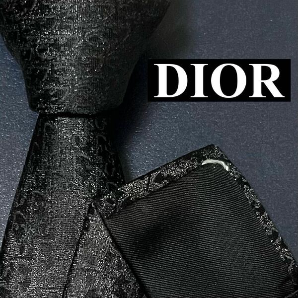 【極美品/現行】Dior HOMME ディオールオム オブリーク ナロータイ ネクタイ シルク グラデーション bee プレート ブラック 黒