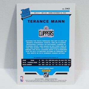 Panini 2019-20 DONRUSS Terance Mann #242 Rated Rookie Signatures RC ROOKIE ルーキー auto autograph サインの画像2