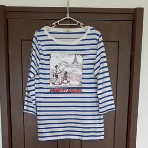 ディズニー　Mickey Mouse　七分袖　　 Tシャツ 　(Ｌサイズ)