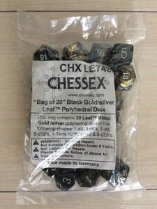 CHESSEX ダイス/サイコロ 多面体 Black Gold/silver 20個セット