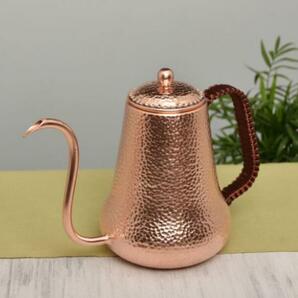純銅 大容量コーヒーポット制コーヒー器具銅イメージ紫銅ハンマー紋コーヒーポット細口ポットコーヒーポット900MLの画像3