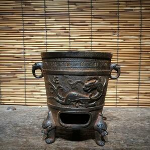 旧鉄器/鋳鉄ストーブ*お茶を沸かす*お湯を沸かす*バーベキューストーブ*炭ストーブ*高さ約16cmの画像1