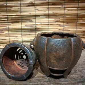 旧鉄器/鋳鉄ストーブ*お茶を沸かす*お湯を沸かす*バーベキューストーブ*炭ストーブ高さ約14cmの画像4