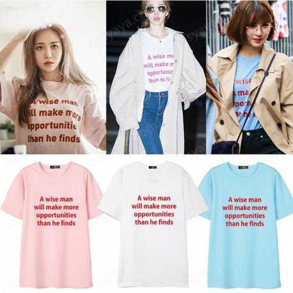 KPOP 衣装　Tシャツ　ピンク　海外　韓国　プリント　韓国ファッション