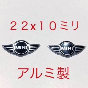 ミニ ロゴシール ２個 アルミ製 ミニクーパー BMW エンブレム MINI ドア ミラー ロゴ キーエンブレム ミニクーパーエンブレム ホイール　