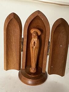 キリスト教　マリア様　木彫刻　アンティーク
