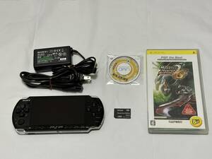 ★[中古] PSP-3000 本体 ピアノブラック　バッテリーなし メモリースティック ゲームソフト 充電器 付き [動作確認済]★